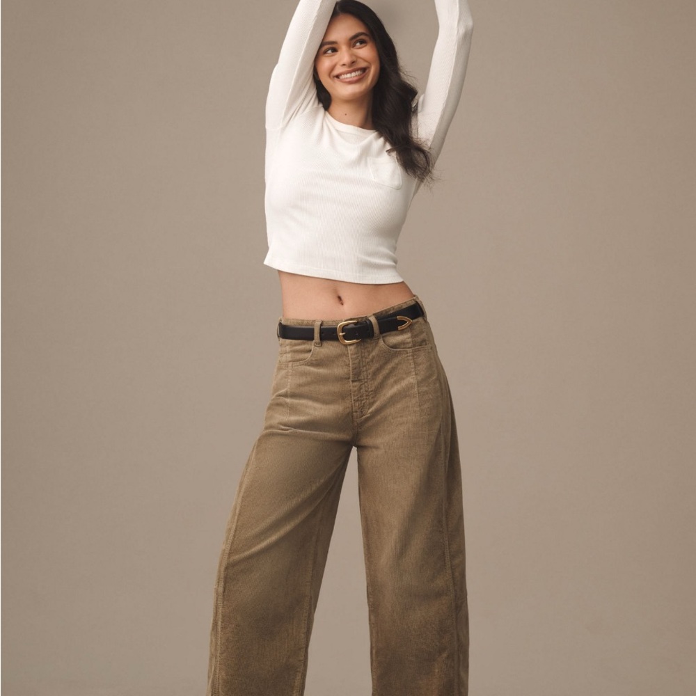 Pilcro Sage Green Barrel Corduroy Jean